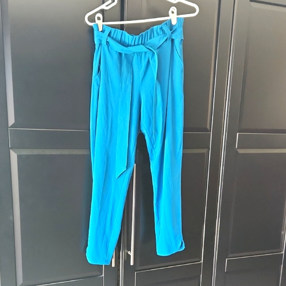 Vibrant Blue Tie-Waist Pants - Calia